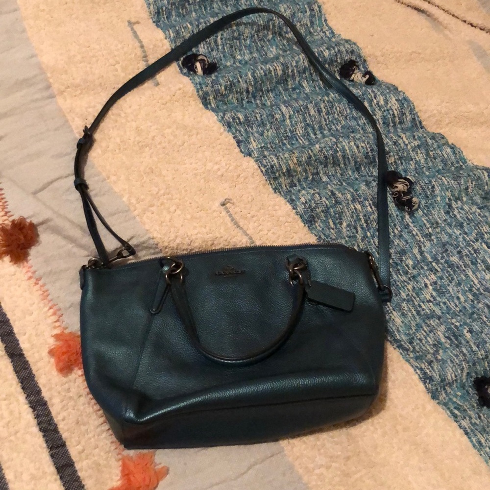 LIKE NEW BLUE METALLIC COACH BAG